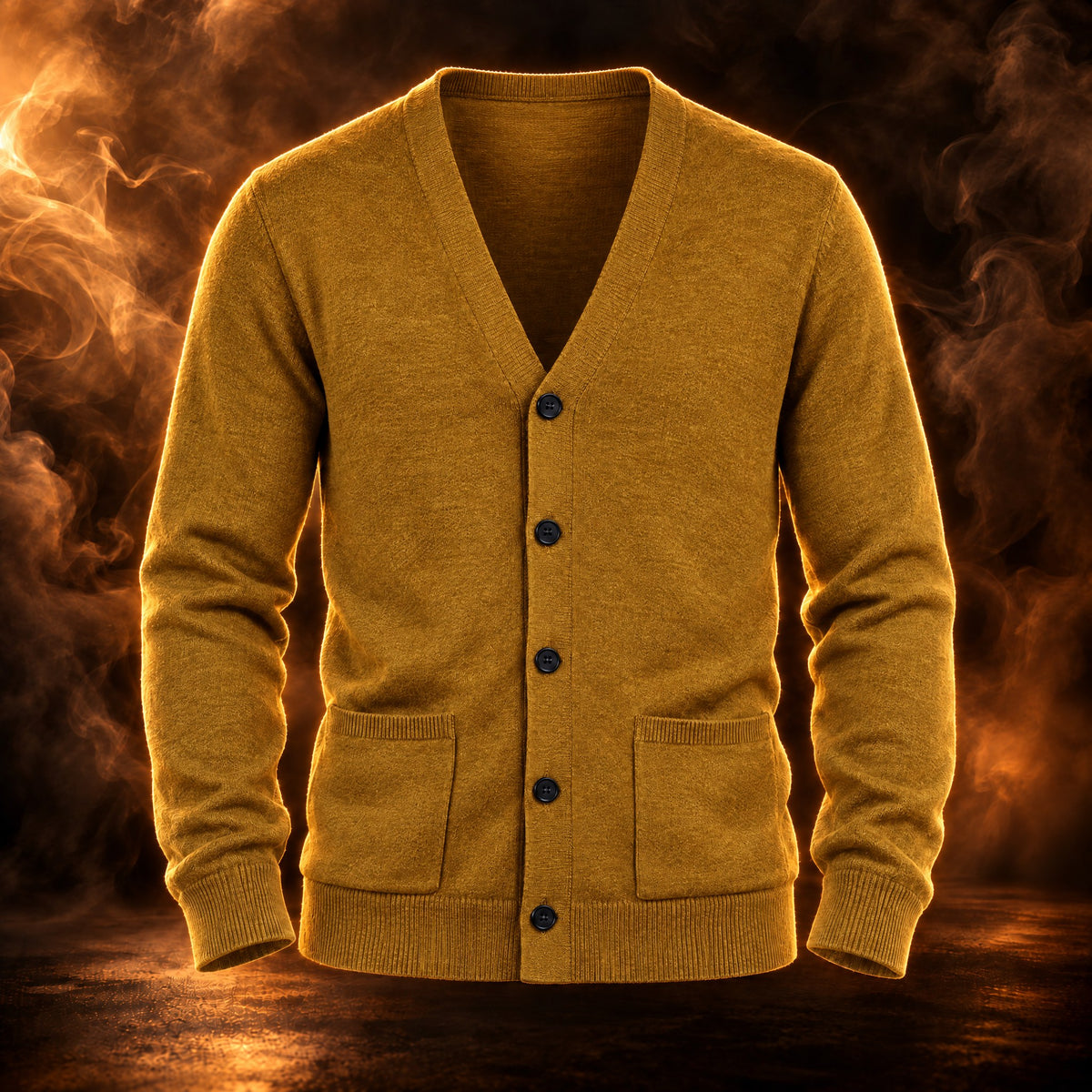 Edoardo V-neck knit cardigan for men in brown