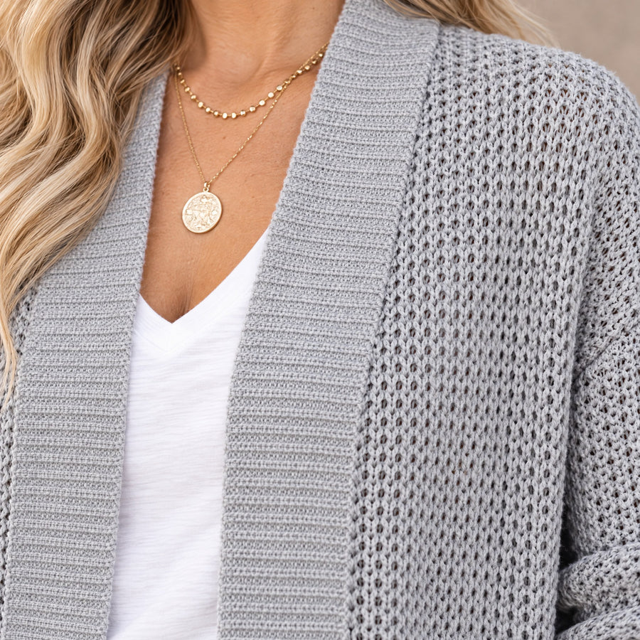 Eloise Long Open Front Knit Cardigan for Women