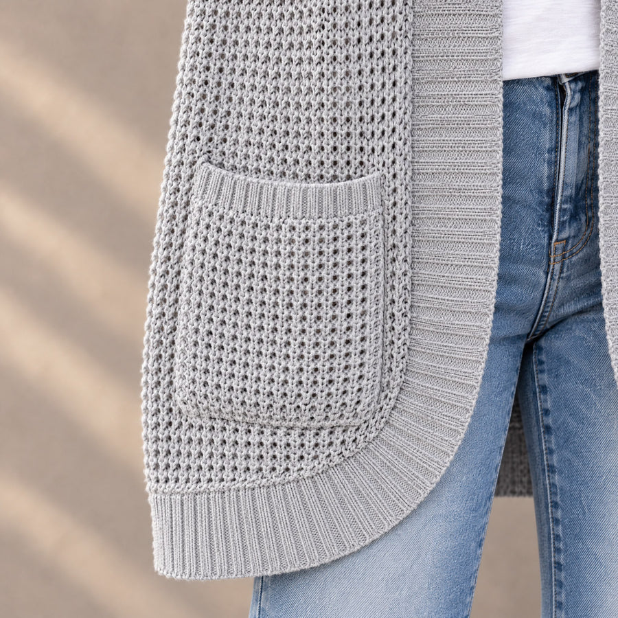 Eloise Long Open Front Knit Cardigan for Women