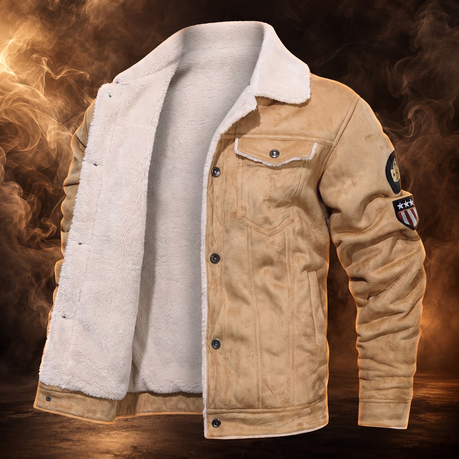 Evander Plush-Lined Leather Trucker Jacket for Men