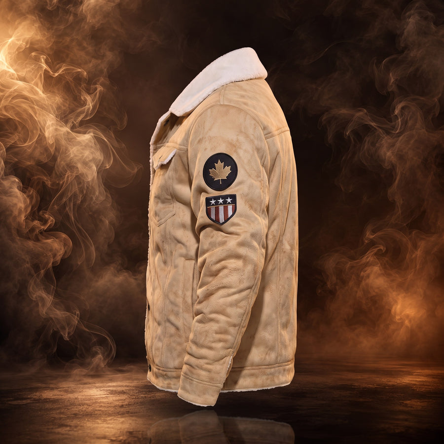 Evander Plush-Lined Leather Trucker Jacket for Men