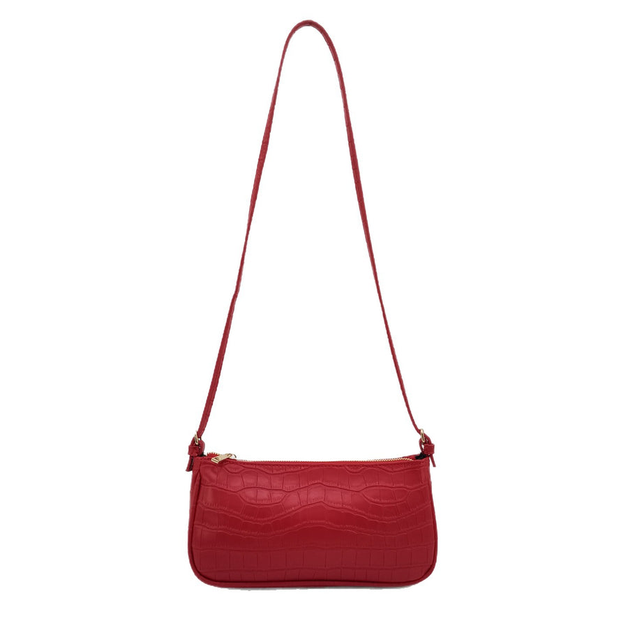 Emanuela Croc Embossed Baguette Shoulder Bag for Women