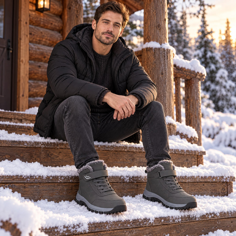 Fabrizio Plush Lined Lace Up Snow Boots for Men