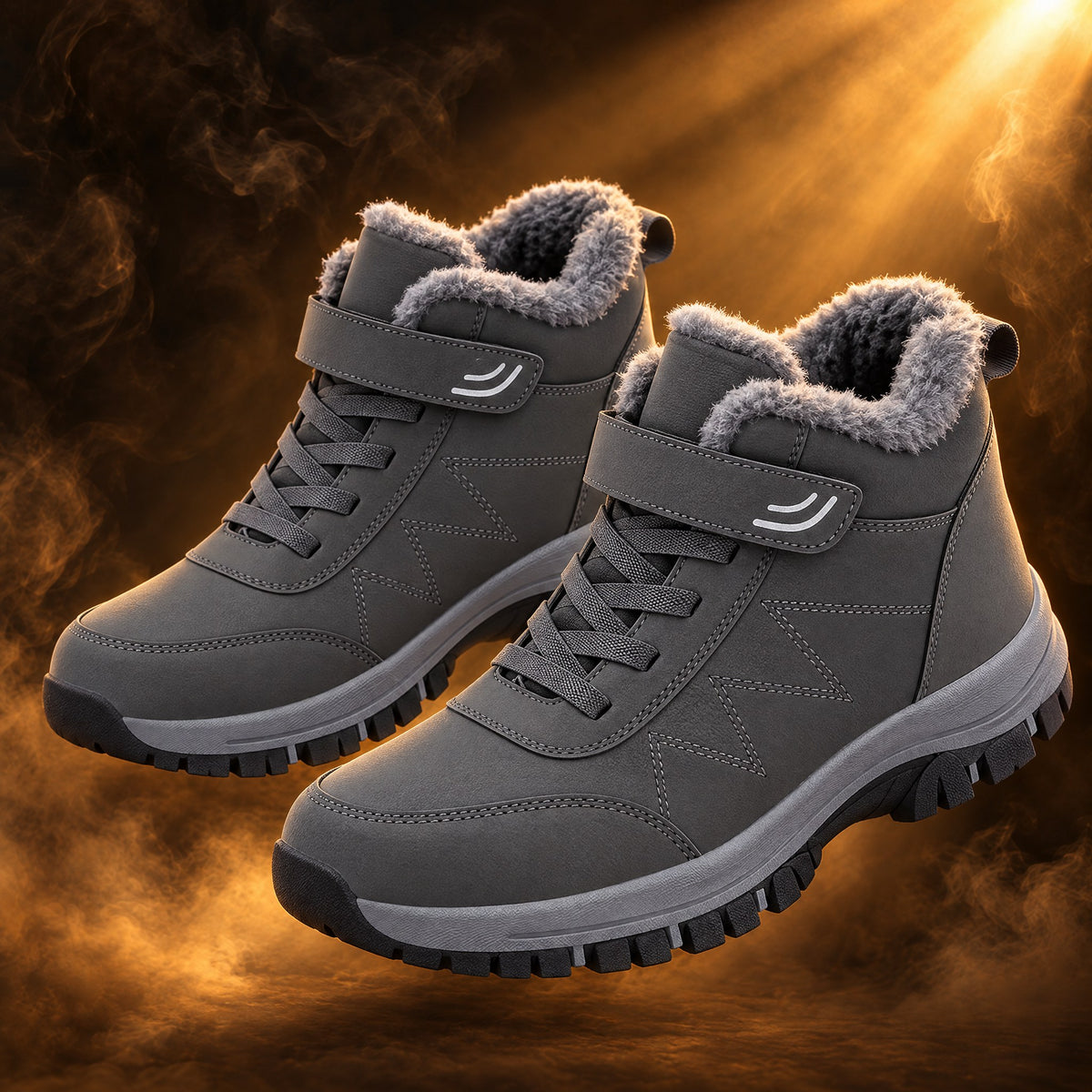 Fabrizio plush lined lace up snow boots for men in gray