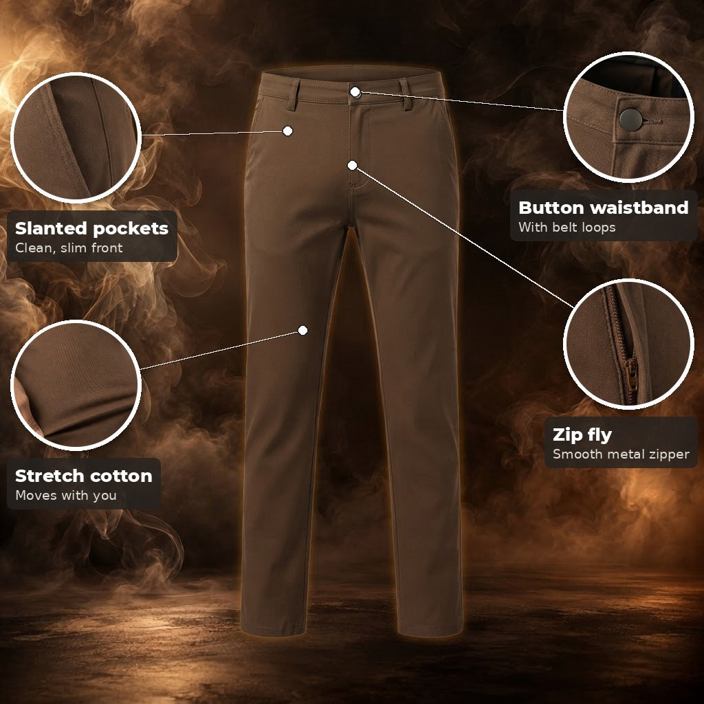Luciano chinos key features with close-up details