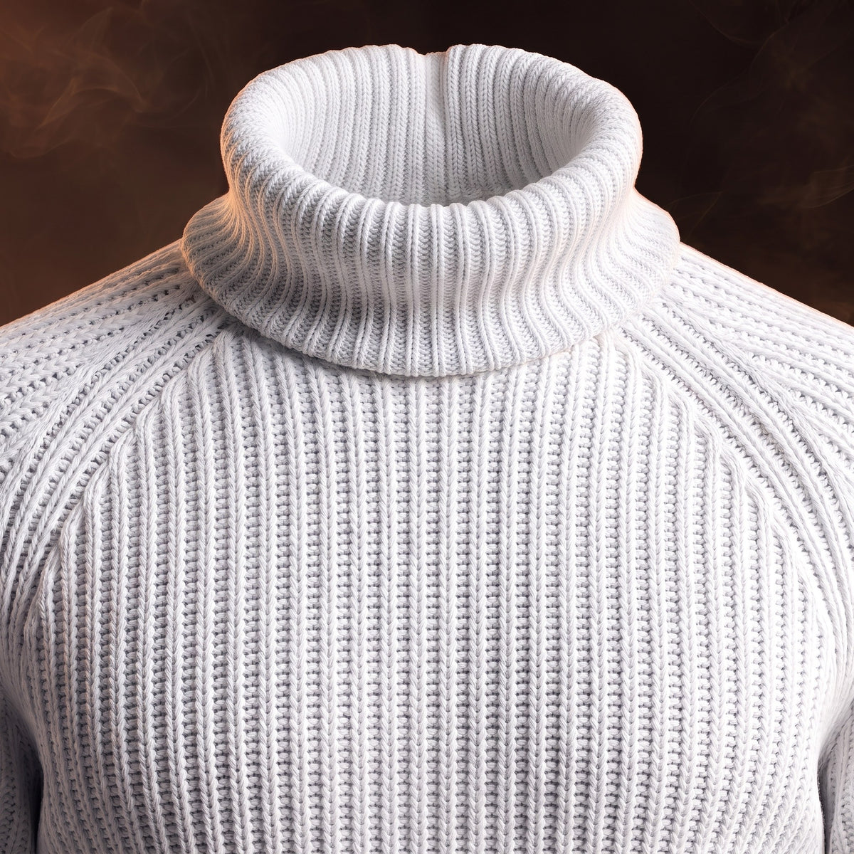 Pietro turtleneck sweater, White, folded turtleneck close-up