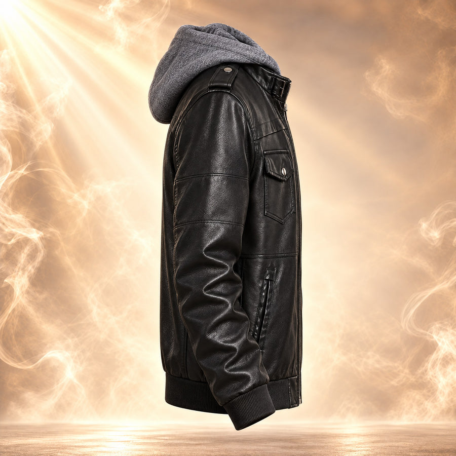 Federico Hooded Leather Moto Jacket for Men