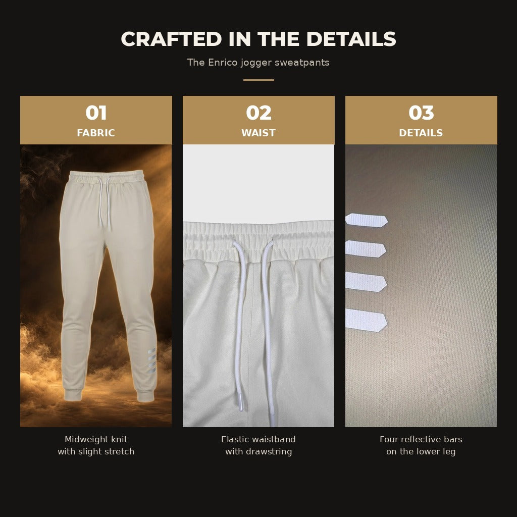 Enrico jogger sweatpants, Beige, material and details
