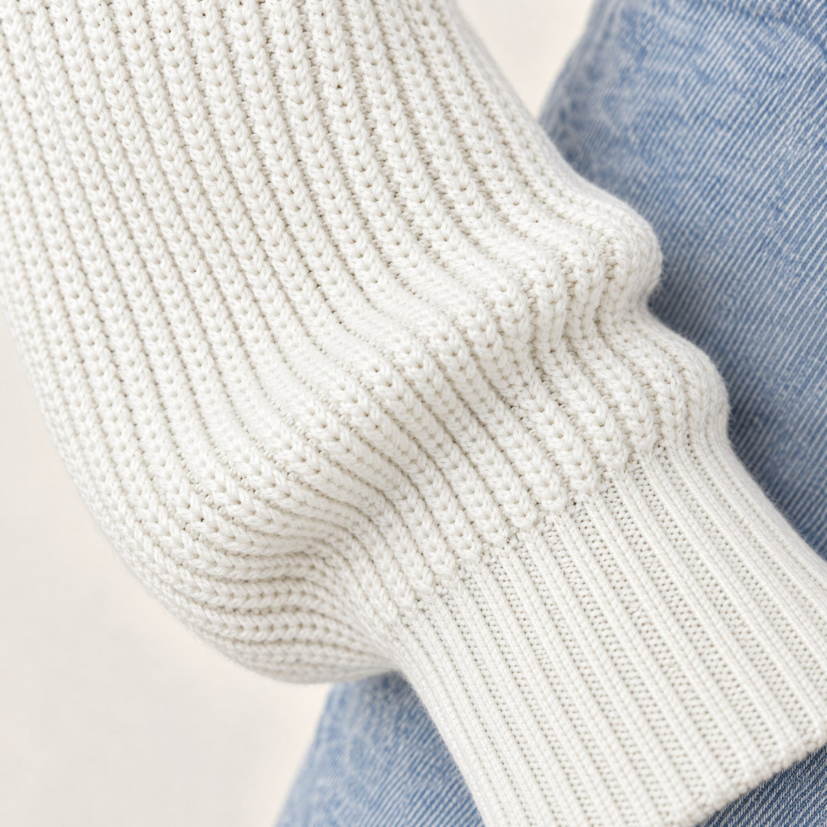 Rib knit sleeve and cuff of the Fleur shrug