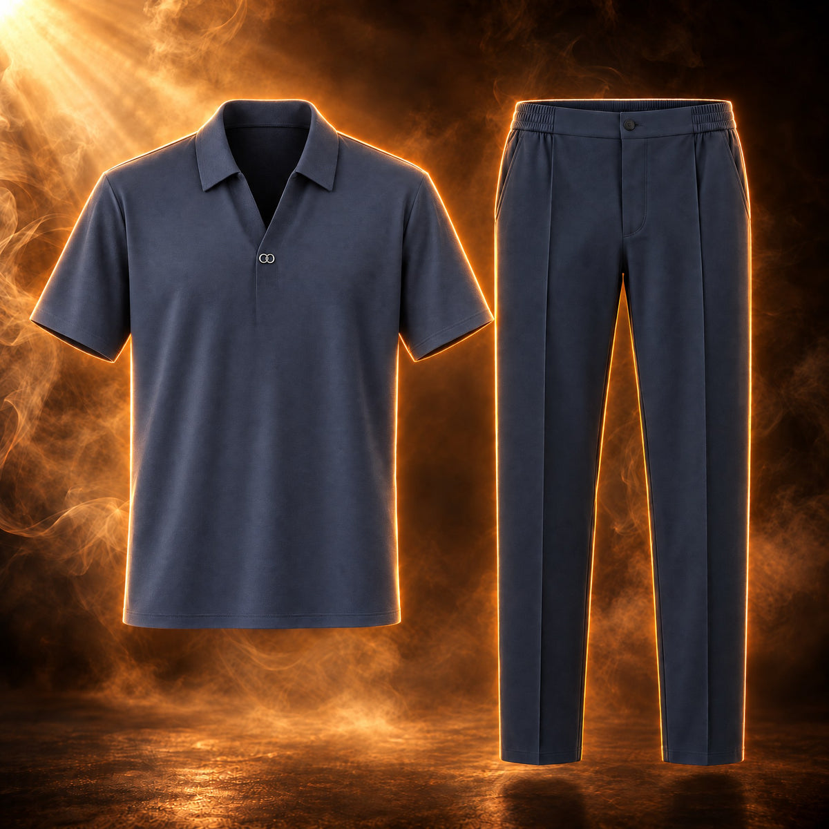 Gaspard Short Sleeve Polo and Trousers Set for Men - Four ways to wear it.