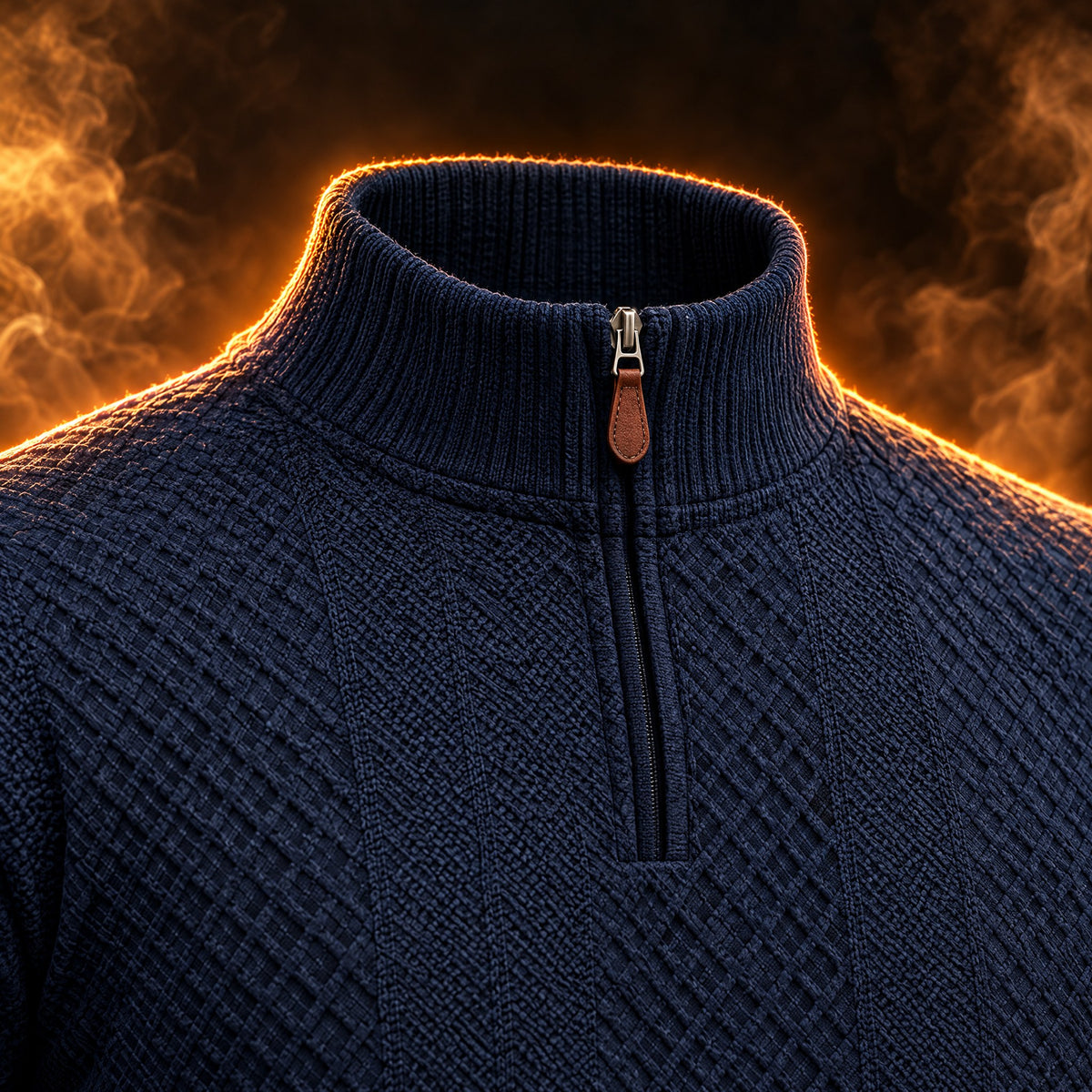 Henri quarter zip close-up of the zip collar