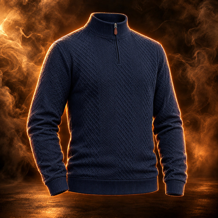 Henri Diamond Jacquard Quarter Zip Pullover for Men
