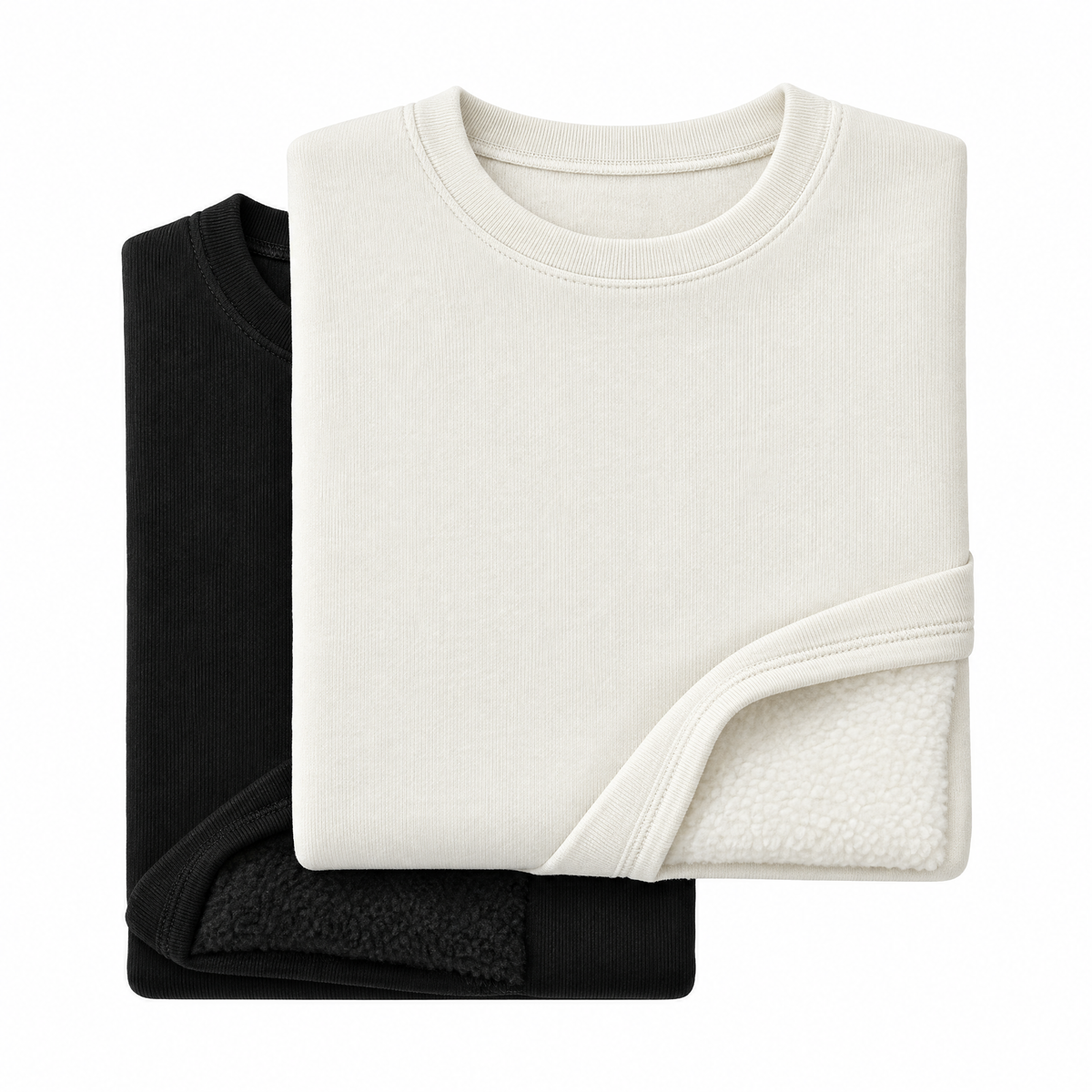 Chiara long sleeve tee in cream and black, folded