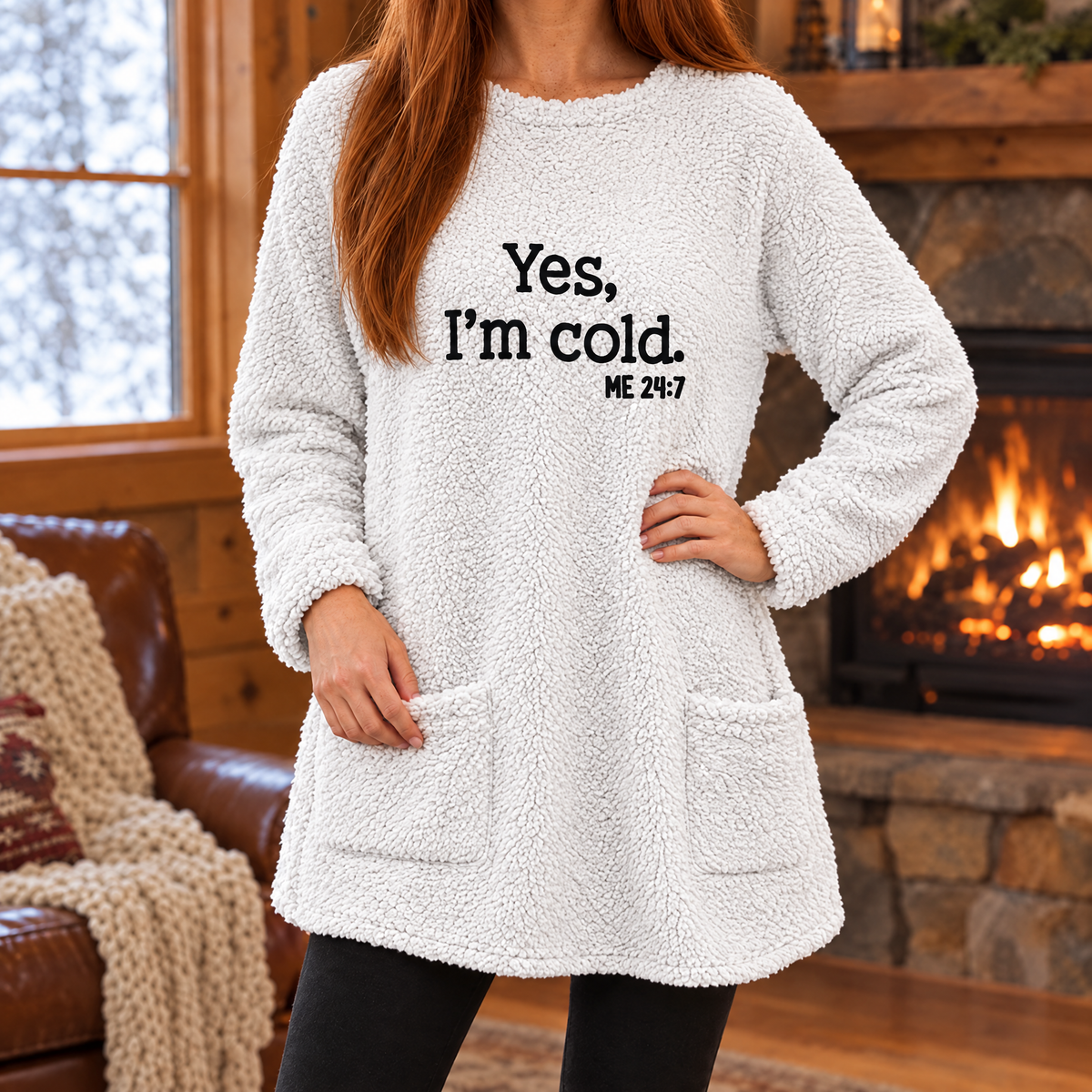 Livia oversized teddy fleece slogan sweatshirt in white, turned view