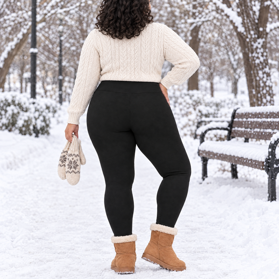 Mirabel Plus Size High Waisted Fleece Lined Leggings for Women