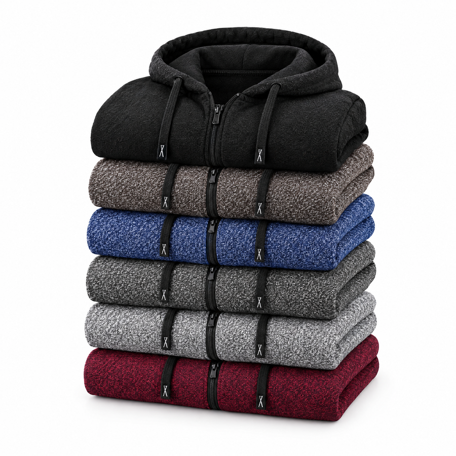 Paolo Men's Thick Fleece Full Zip Hooded Jacket for Winter