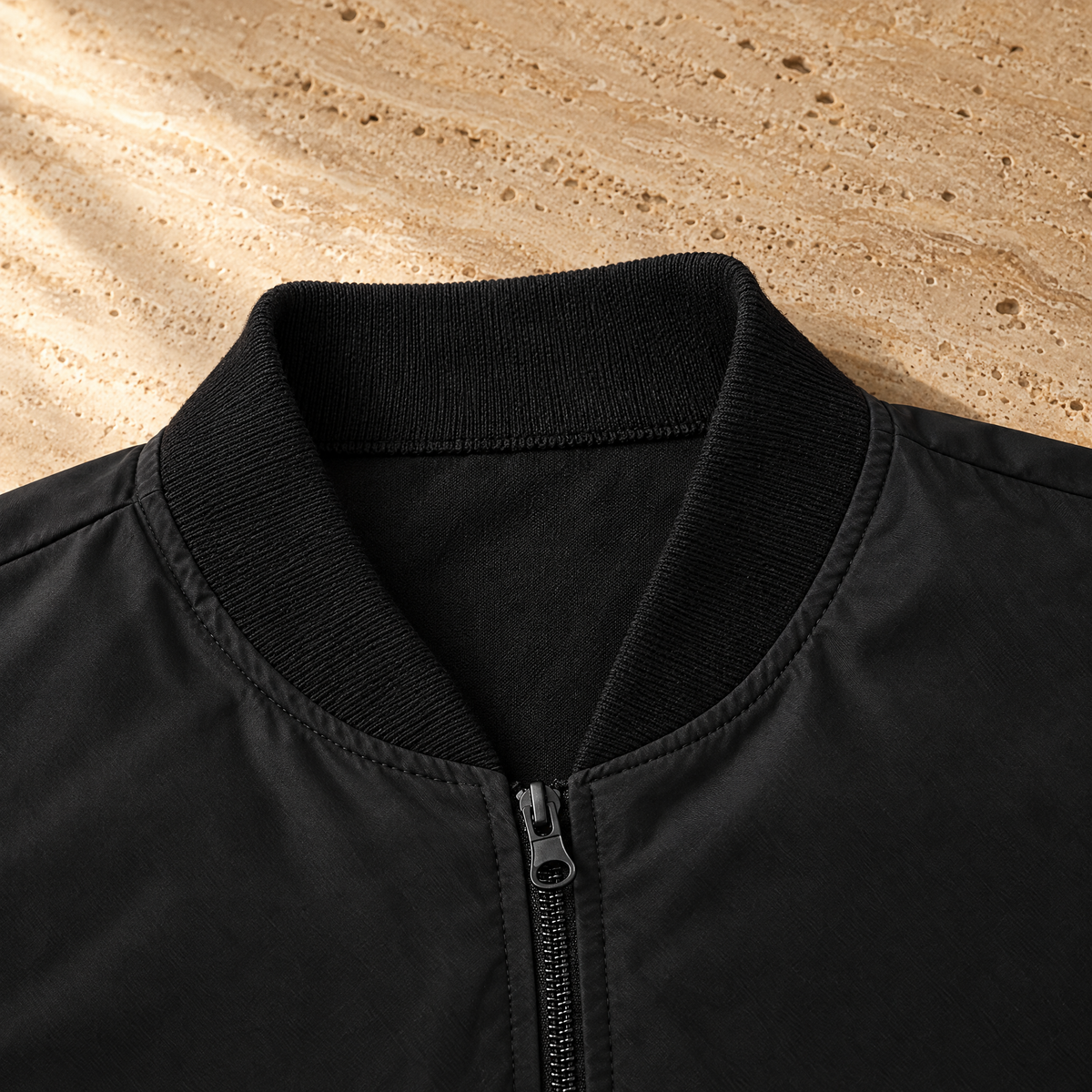 Massimo Men's Lightweight Slim Fit Bomber Jacket - Ribbed and standing.