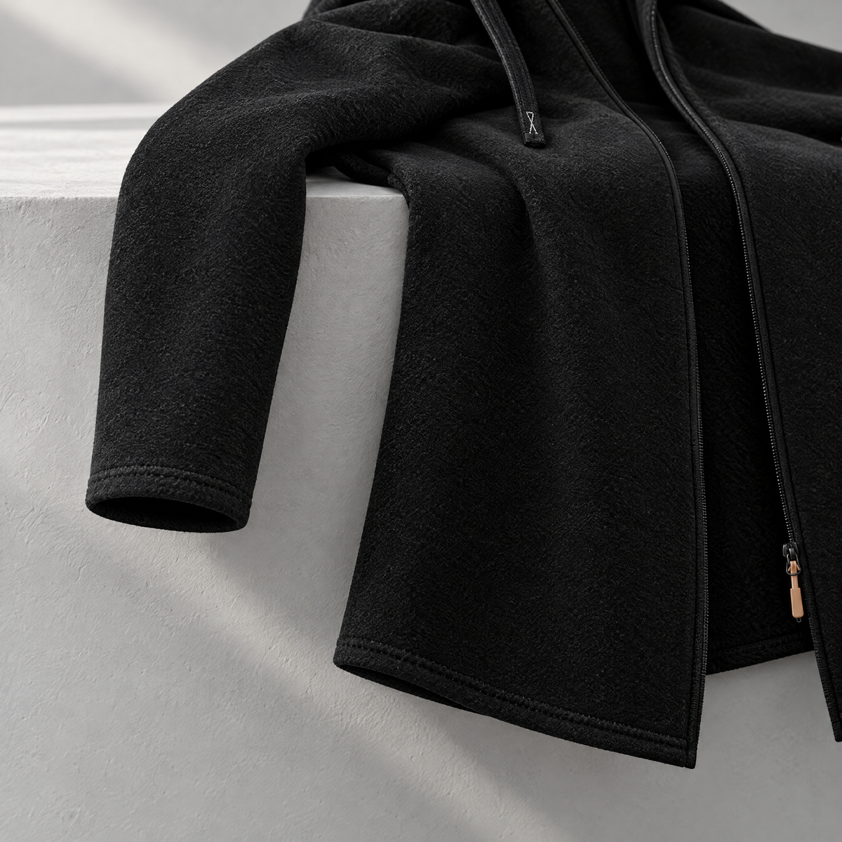 Paolo Men's Thick Fleece Full Zip Hooded Jacket for Winter - Longline to mid-thigh.