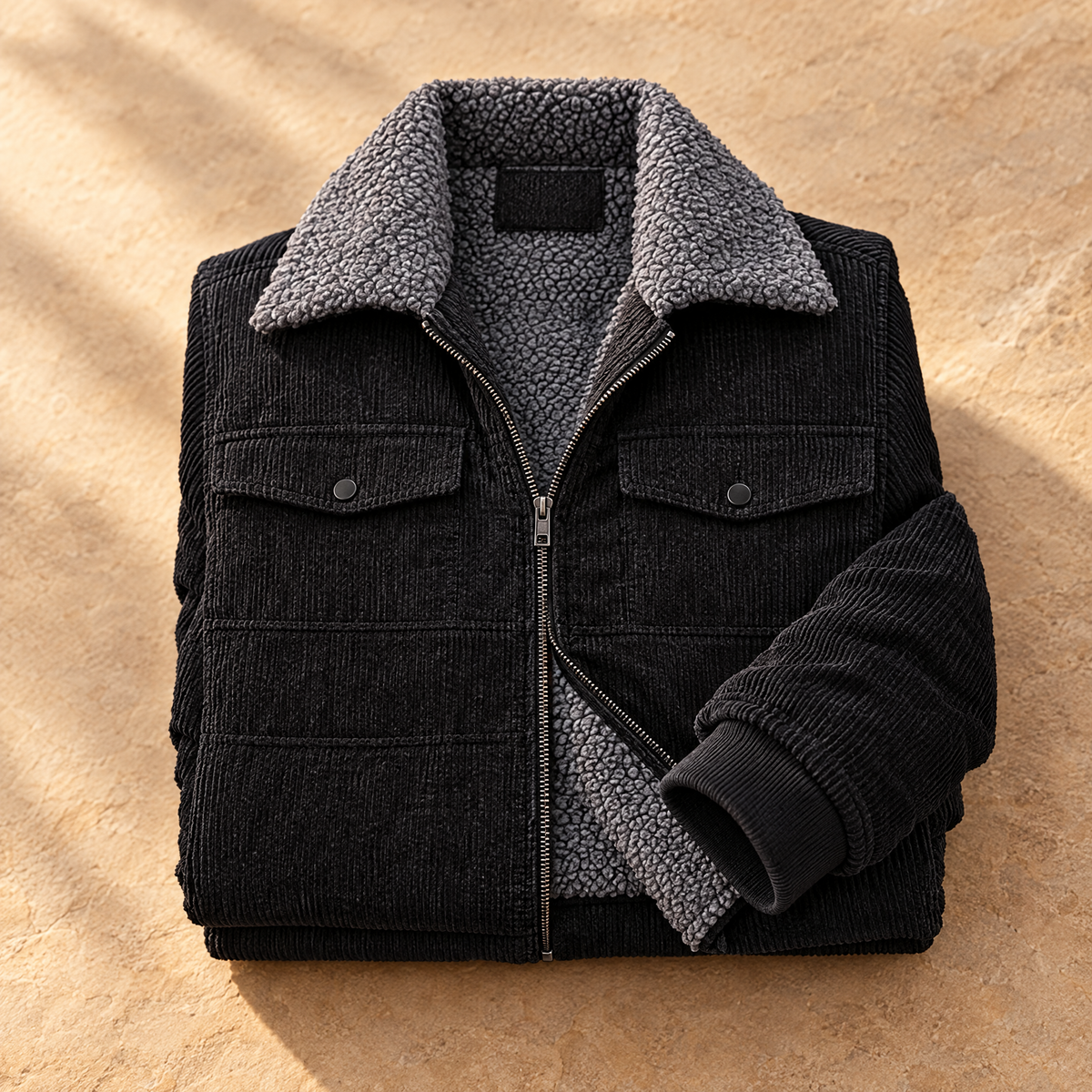 Gianni Men's Big and Tall Sherpa Lined Corduroy Jacket - Ribbed and rugged.