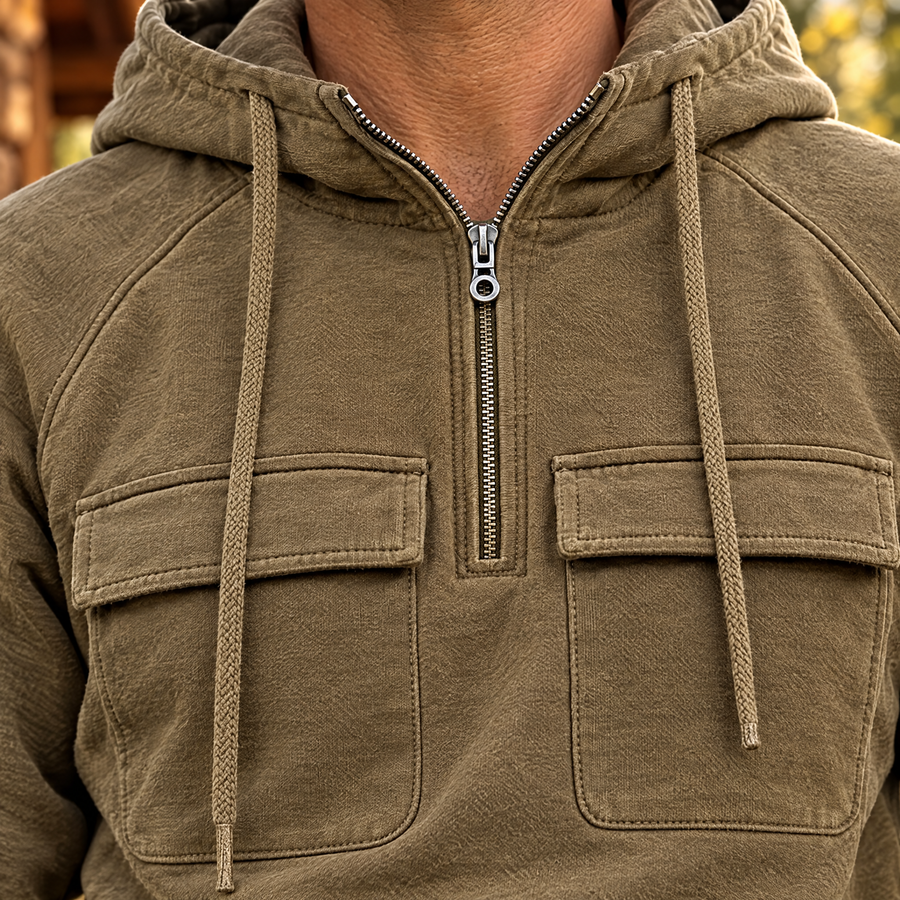 Nico Men's Quarter Zip Cargo Pocket Hoodie
