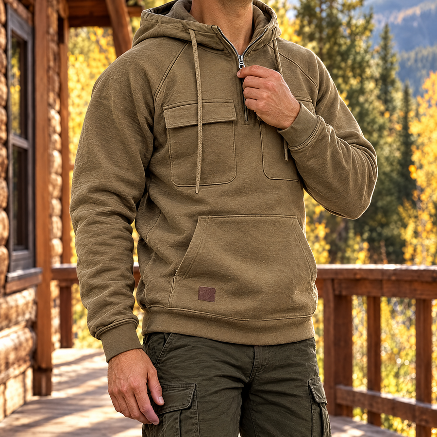 Nico Men's Quarter Zip Cargo Pocket Hoodie