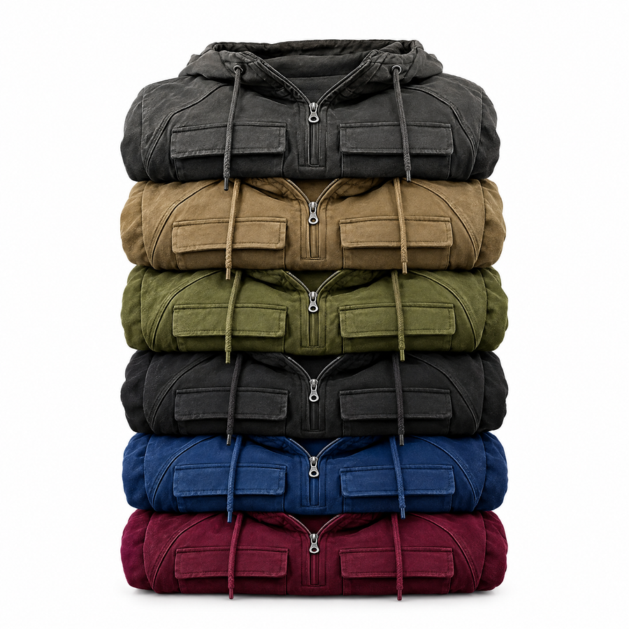 Nico Men's Quarter Zip Cargo Pocket Hoodie
