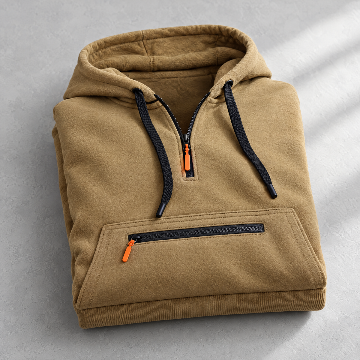 Leandro Men's Quarter Zip Fleece Hoodie with Zip Pockets - Soft and substantial.