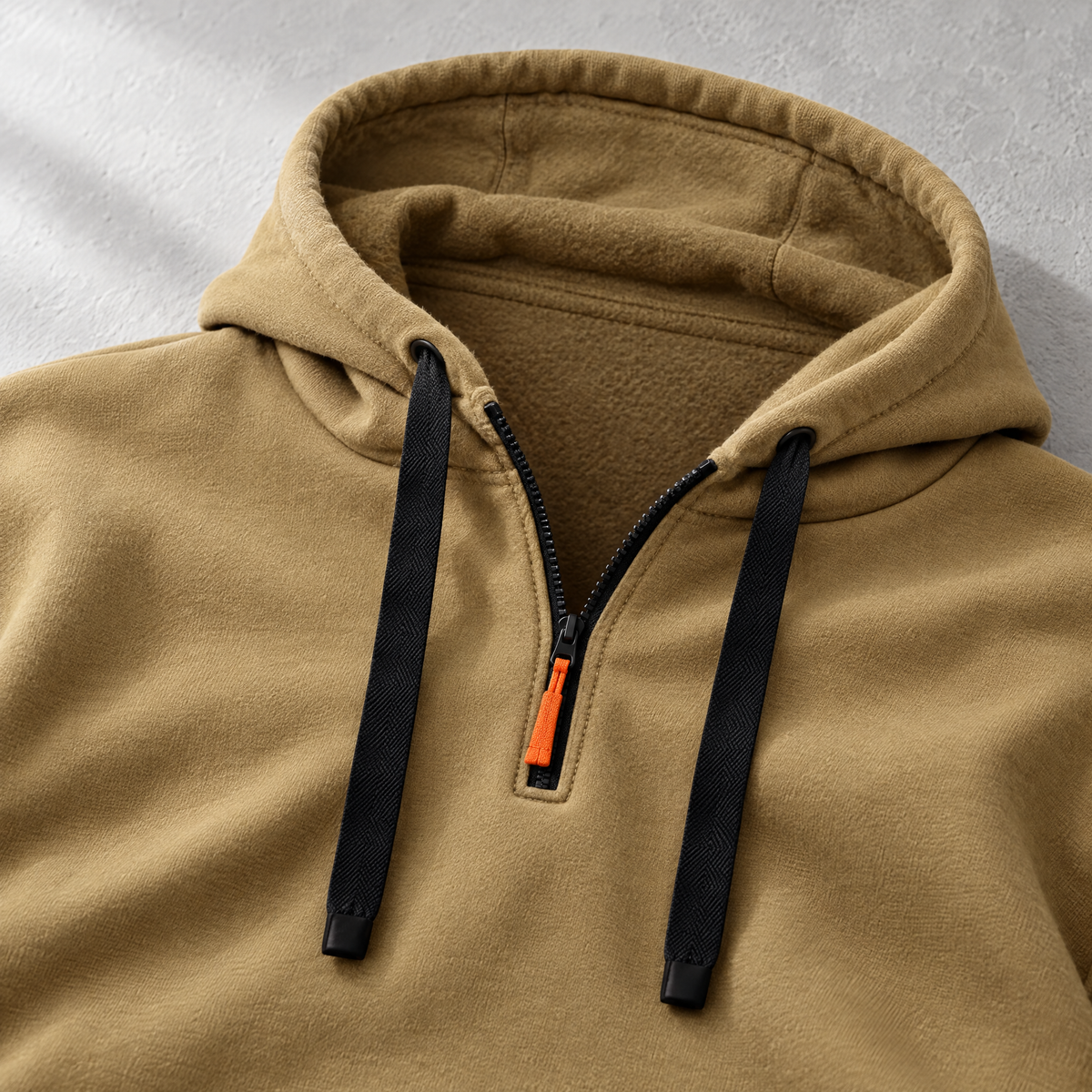 Leandro Men's Quarter Zip Fleece Hoodie with Zip Pockets - Opens at the neck.