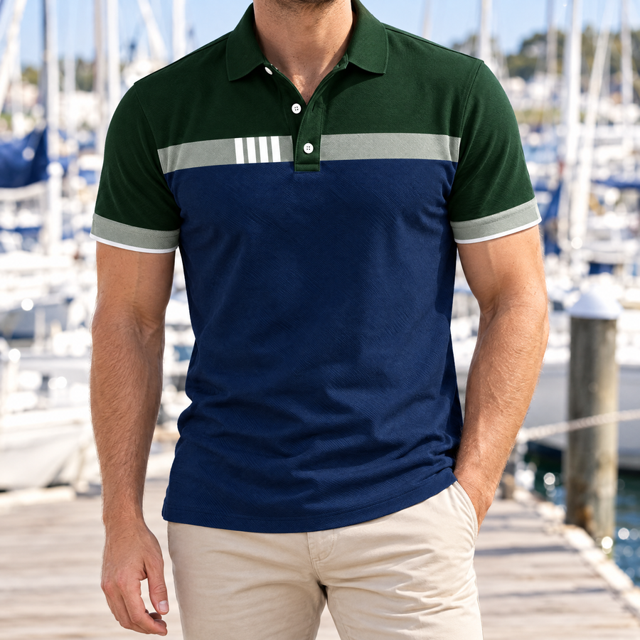 Rafael Men's Color Block Short Sleeve Polo Shirt