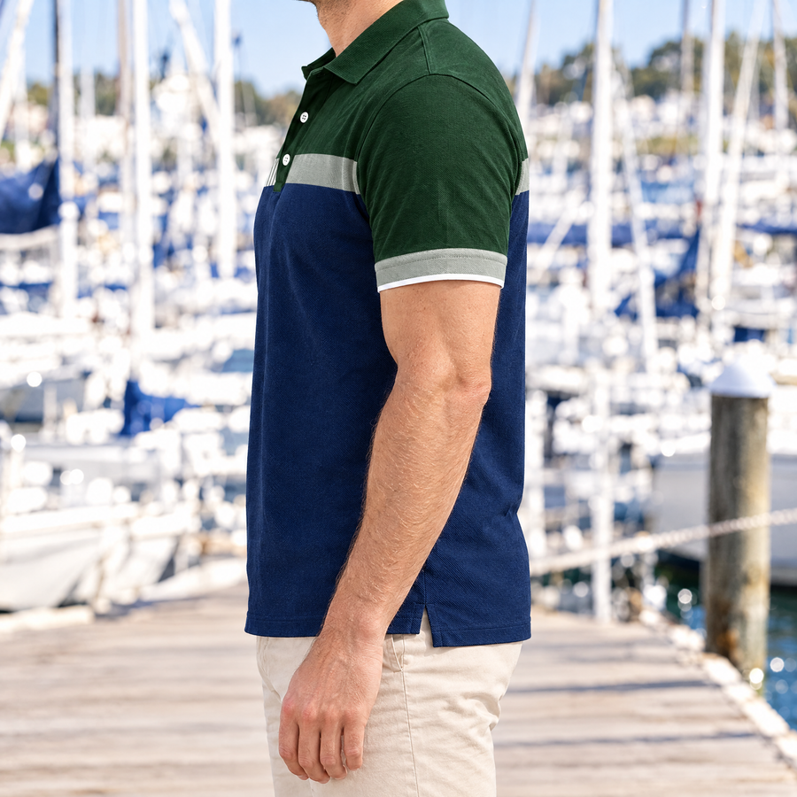 Rafael Men's Color Block Short Sleeve Polo Shirt