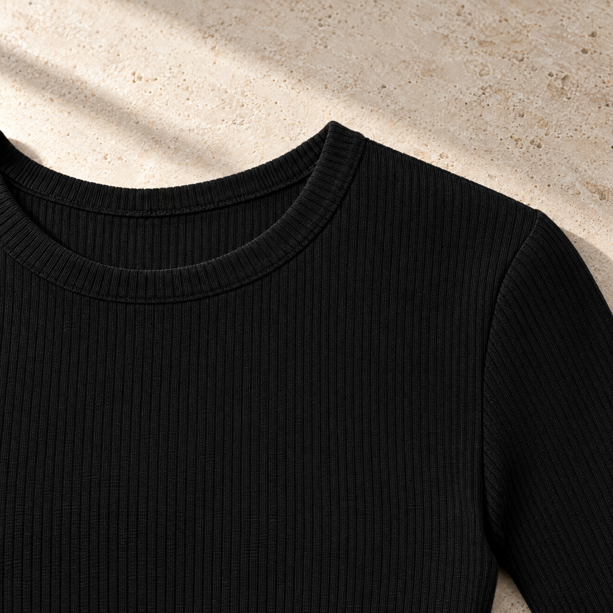 Allegra Rib Knit Long Sleeve Crew Neck Top for Women - A clean crew.