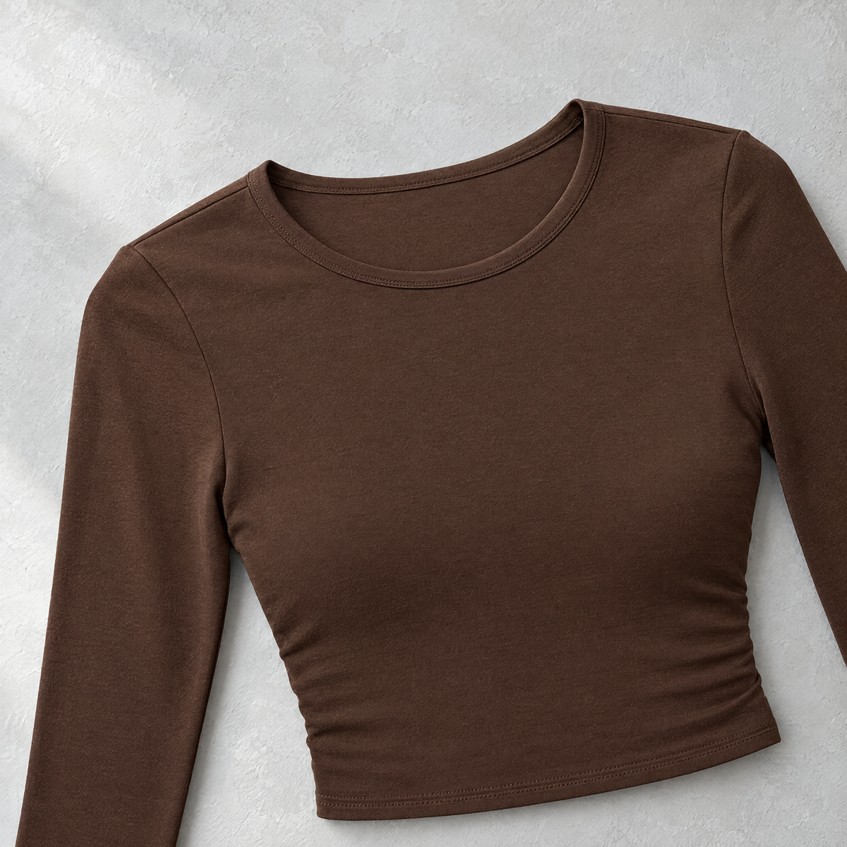 Noemi Slim Fit Long Sleeve Crew Neck Crop Top for Women - A clean crew.