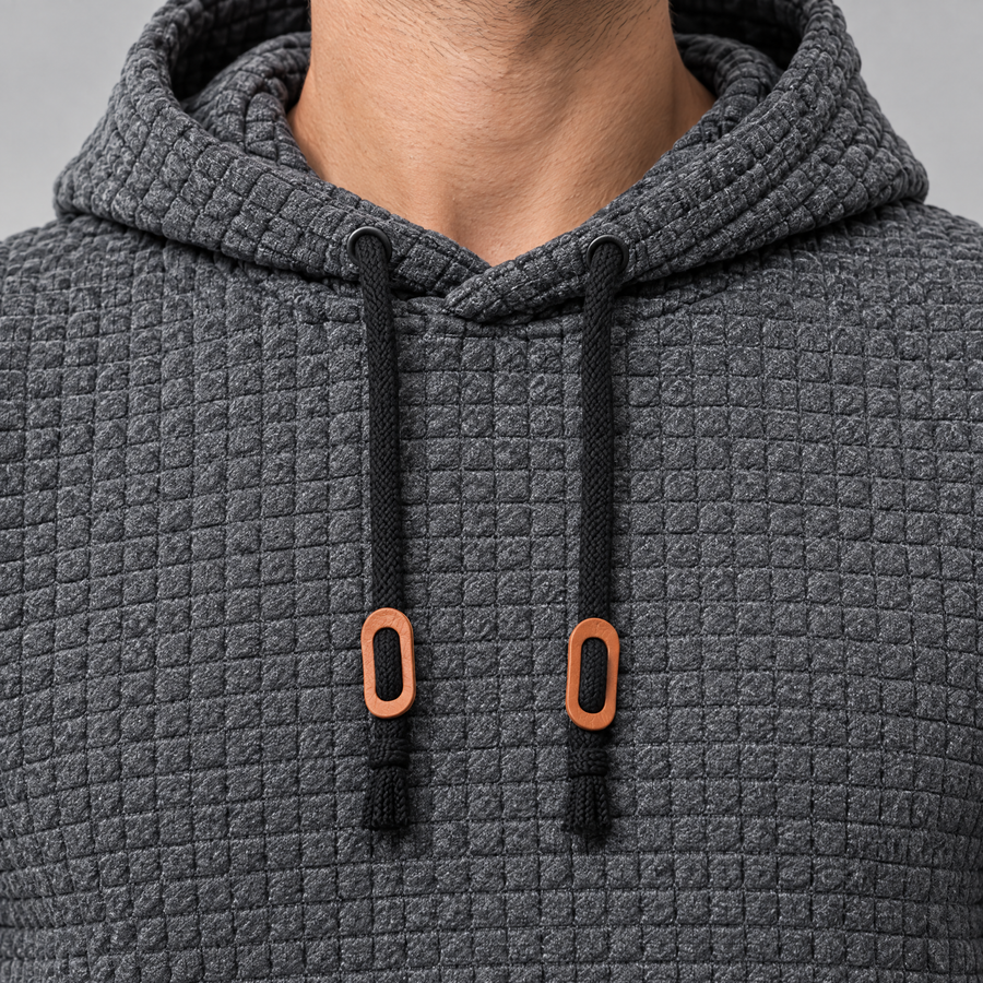 Dorian Men's Waffle Knit Pullover Hoodie with Kangaroo Pocket