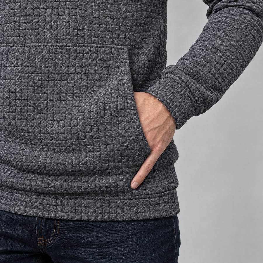 Dorian Men's Waffle Knit Pullover Hoodie with Kangaroo Pocket