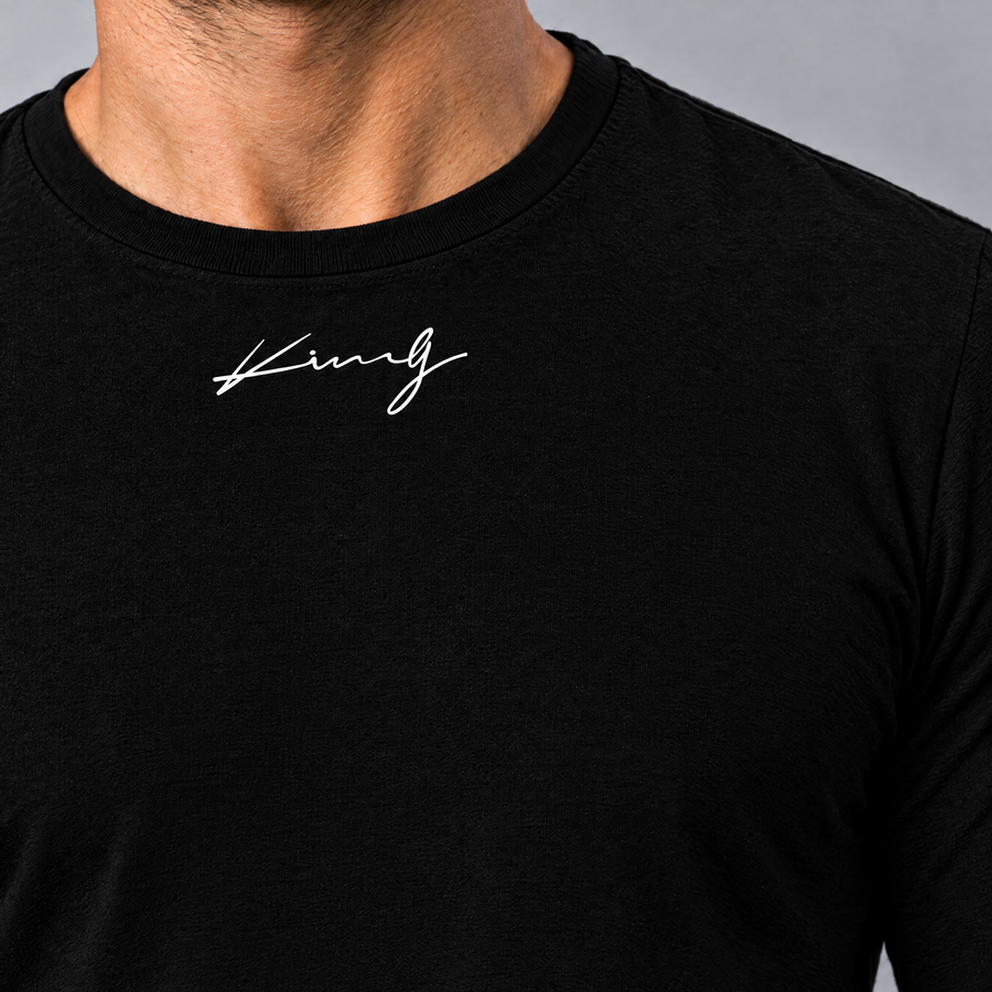 Enzo Men's Long Sleeve Gradient Tee with Script Print