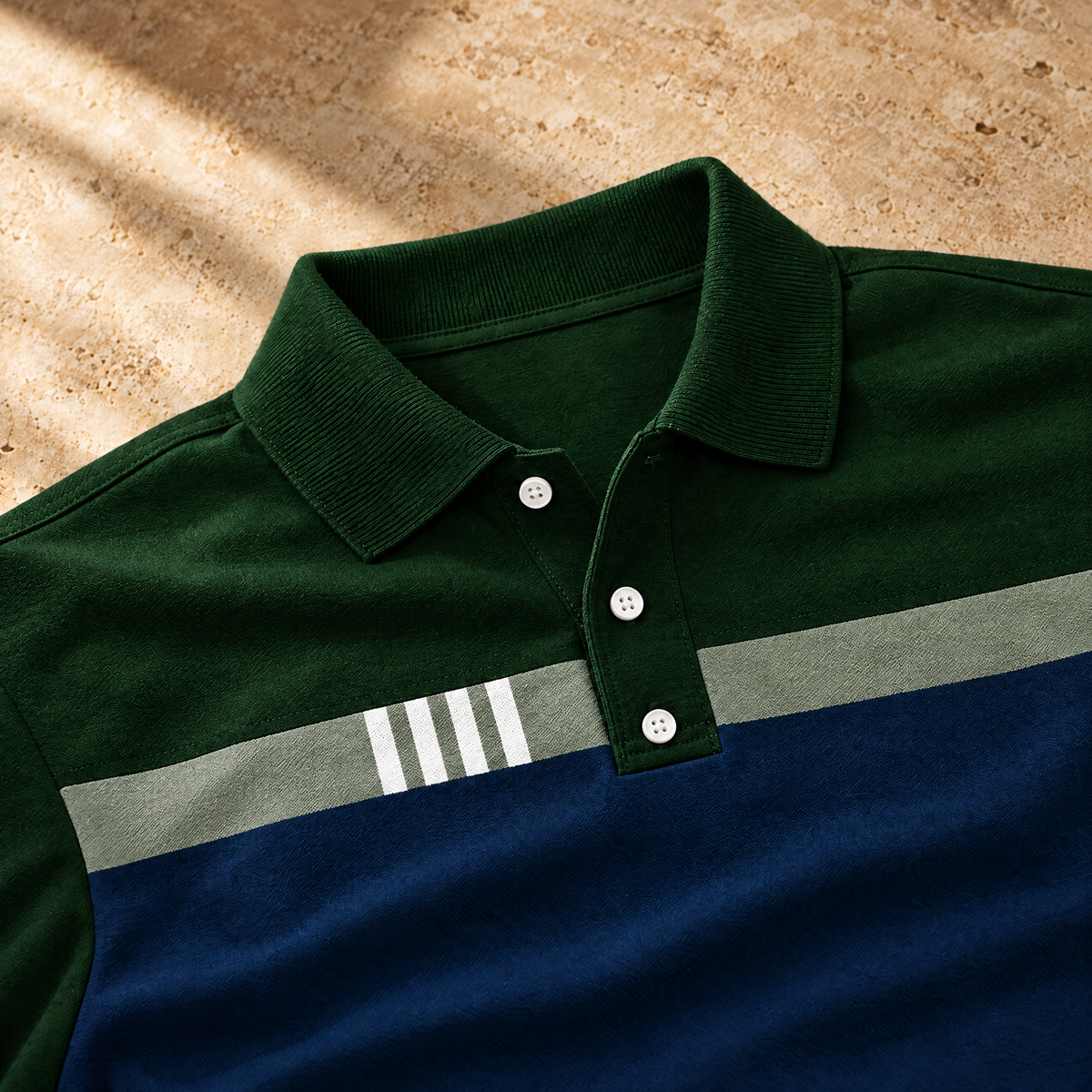 Rafael Men's Color Block Short Sleeve Polo Shirt - Two buttons, ribbed collar.