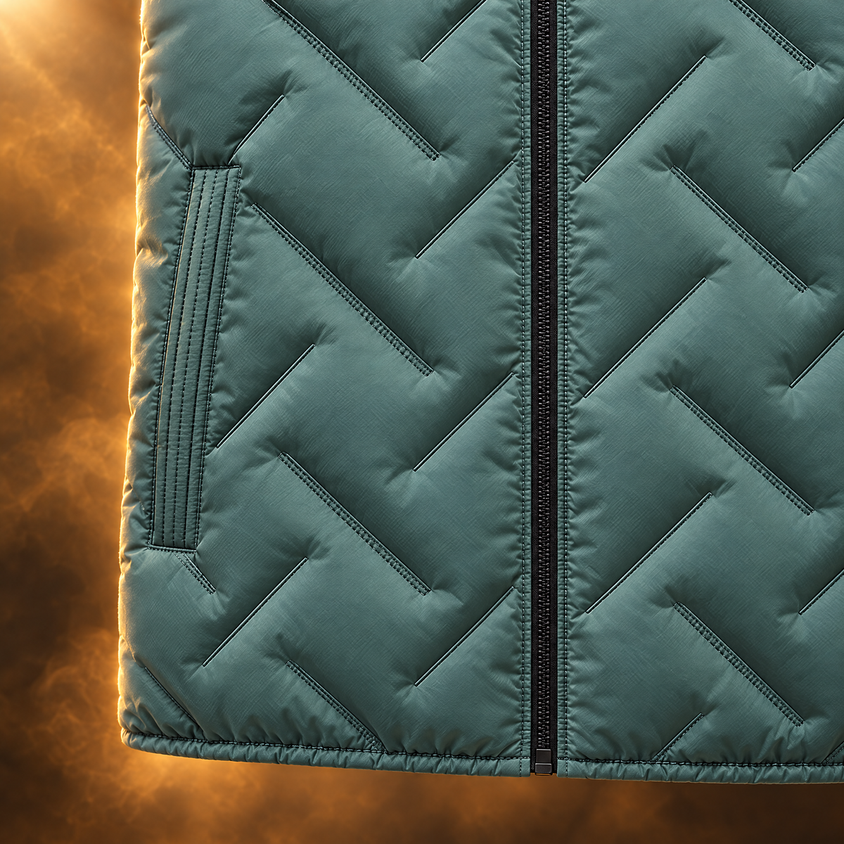 Stefano Quilted Stand Collar Puffer Vest for Men - Chevron, end to end.