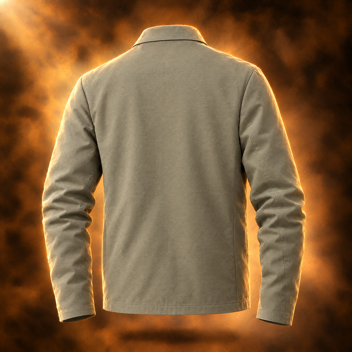 Lucien Wrinkle Resistant Lightweight Zip Jacket for Men in khaki, back view