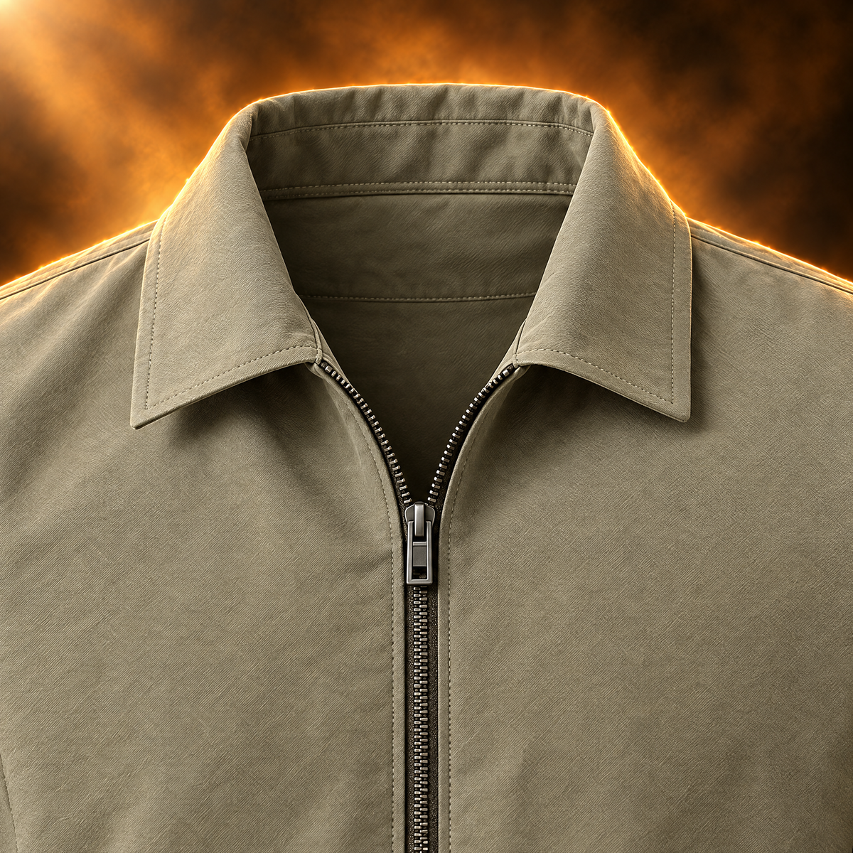 Lucien Wrinkle Resistant Lightweight Zip Jacket for Men - A point above the zip.