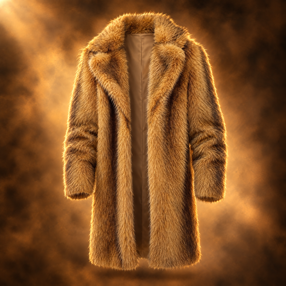 Valerio Tipped Faux Fur Long Overcoat for Men in yellow dyed tip, front view