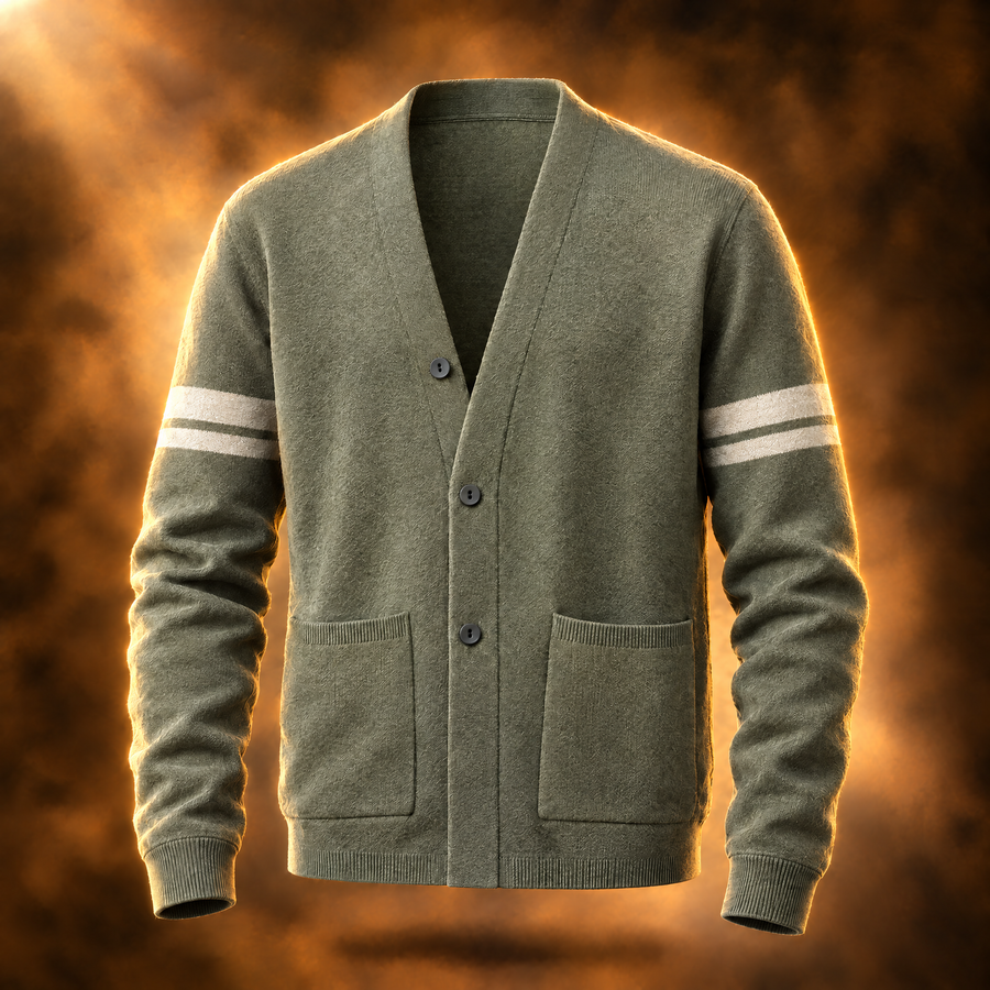 Cosimo Varsity Stripe Button Front Knit Cardigan for Men