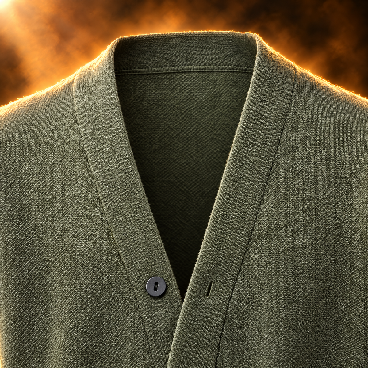 Cosimo Varsity Stripe Button Front Knit Cardigan for Men in green, V neckline and button close-up