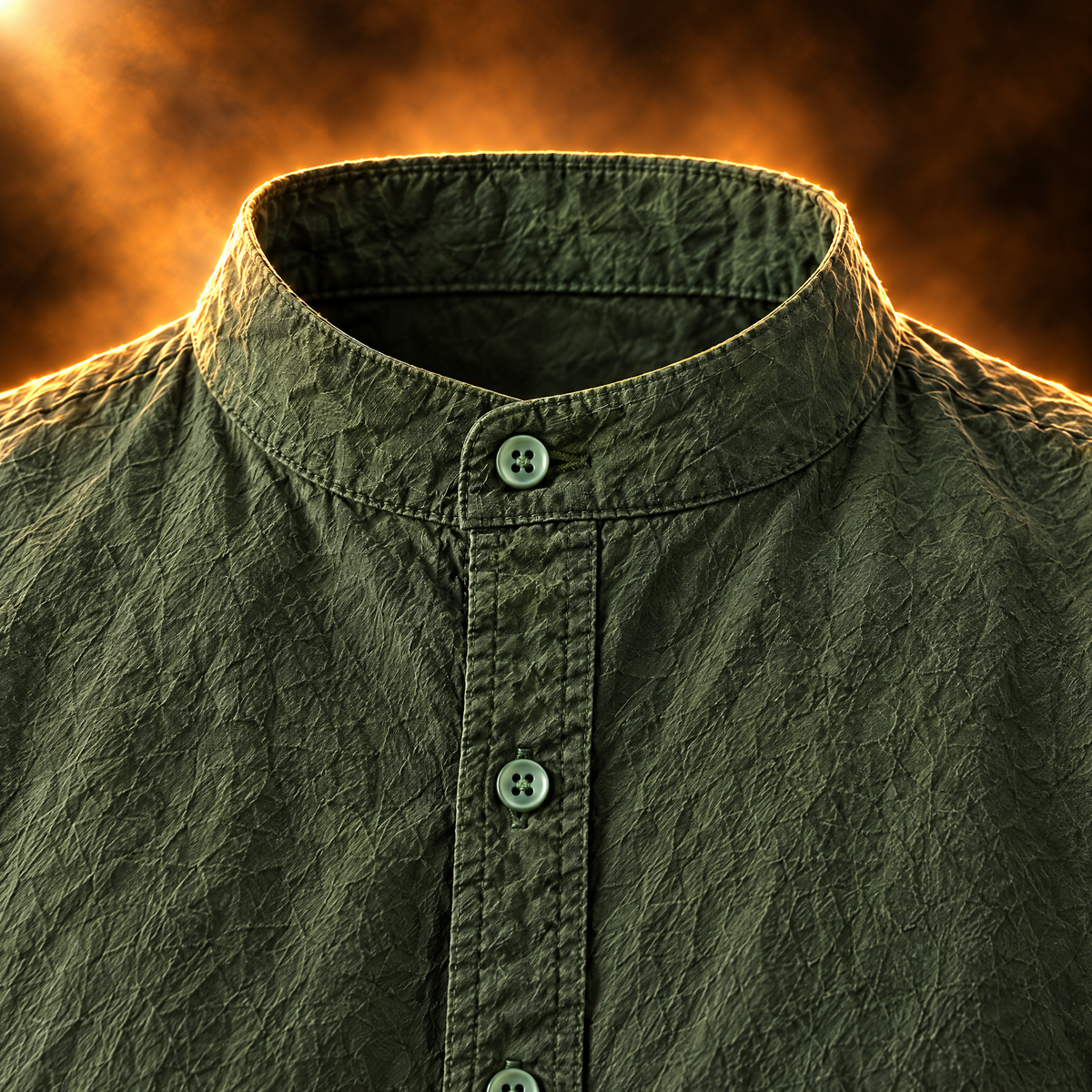 Leopold Stand Collar Half Sleeve Cotton Shirt for Men - A stand collar.