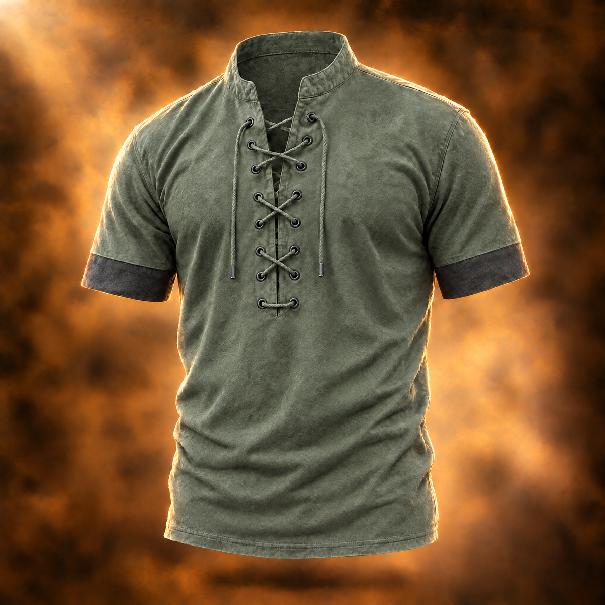 Orlando Retro Lace Up Collared T-Shirt for Men - Three shades.