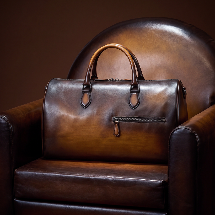 Oreste Leather Weekender Travel Bag for Men