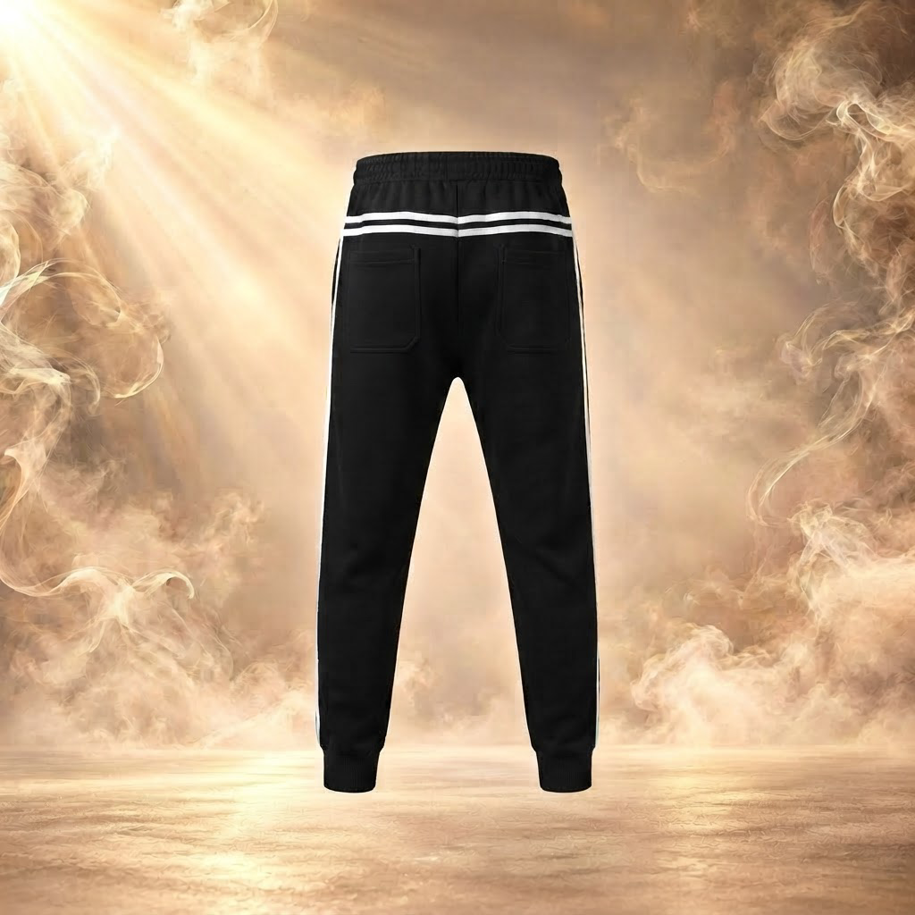 Gino side stripe jogger pants, Black, back