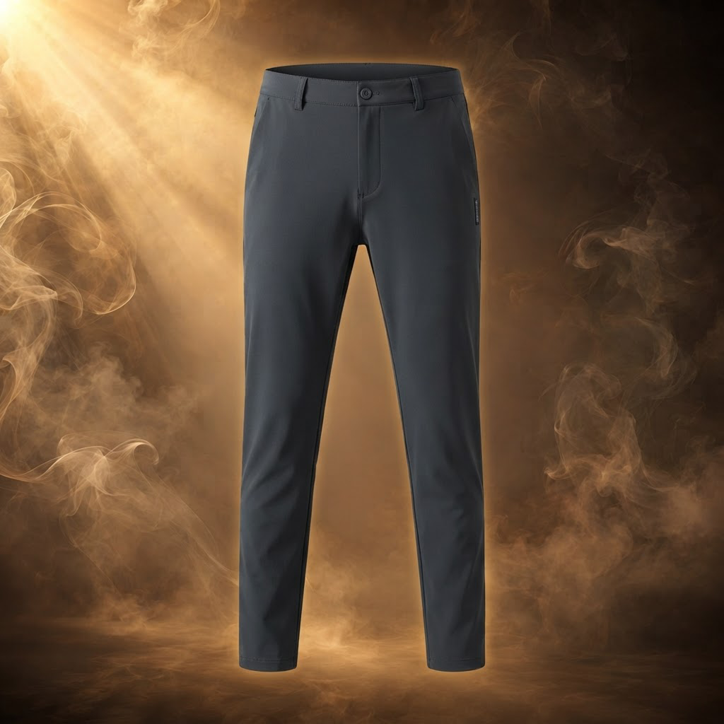 Nazareno dark gray fleece lined slim stretch pants, front