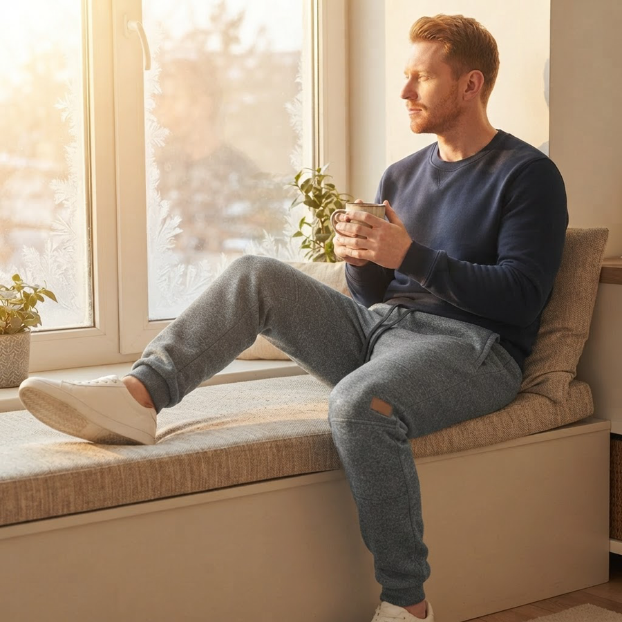 Manfredi Wool Fleece Lined Jogger Sweatpants for Men