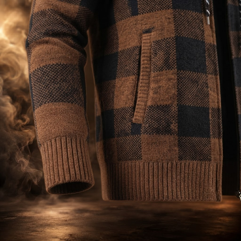 Ribbed knit cuff, hem and side pocket, close-up