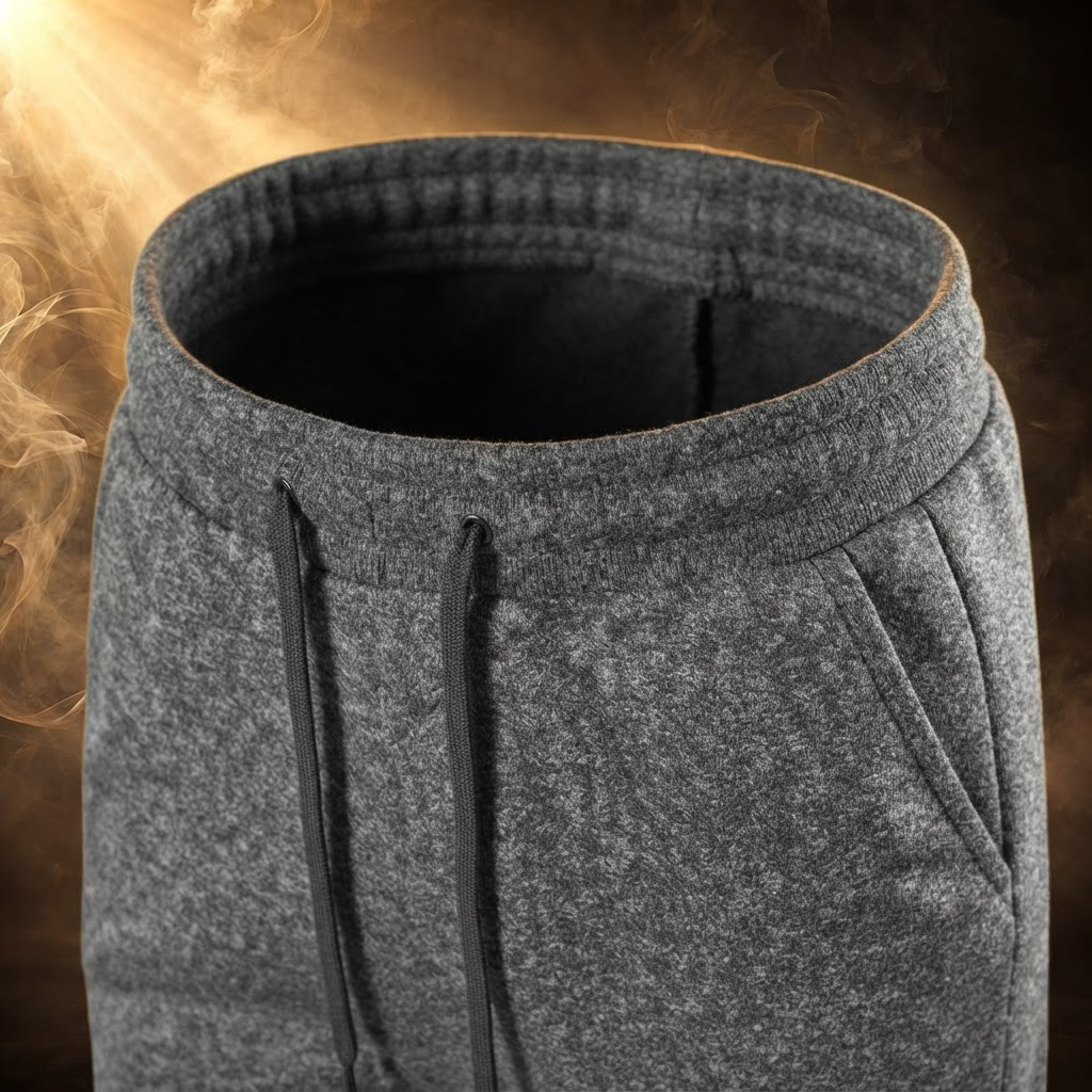 Elastic drawstring waistband, close-up